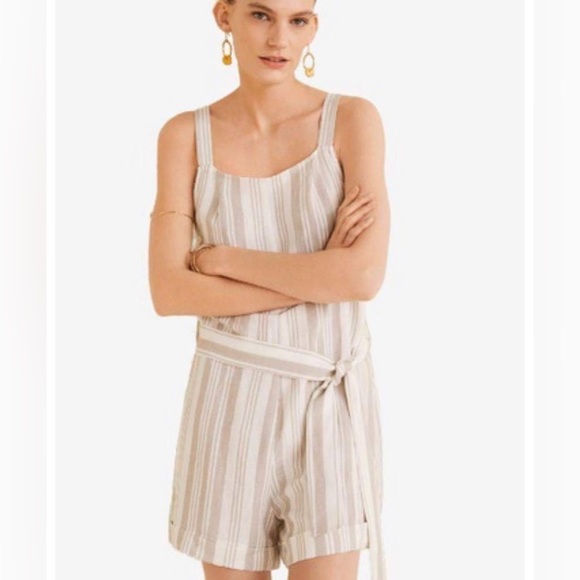 MANGO linen blend romper - Picture 2 of 6